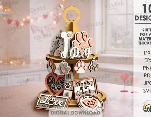 Dog Valentines Day Tiered Tray 139882712 Creativo Digital